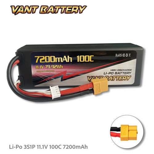 Аккумулятор Vant LiPo 11.1V 7200mAh 100C разъем XT60