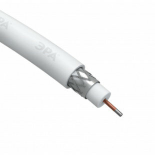 ЭРА Кабель коаксиальный RG-6U 75 Ом CCS/(оплётка Al 48%) PVC цвет белый бухта 20 м SIMPLE