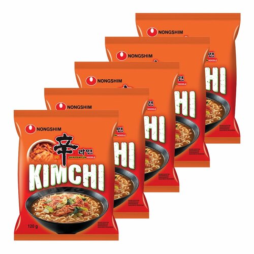 Лапша быстрого приготовления Кимчи Рамен Nongshim, пачка 120 г х 5 шт