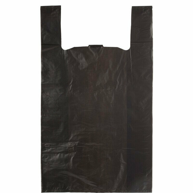 Пакет-майка Усиленный, 40+18x70 см, черный, 30 мкм, 50 шт/уп - фотография № 1