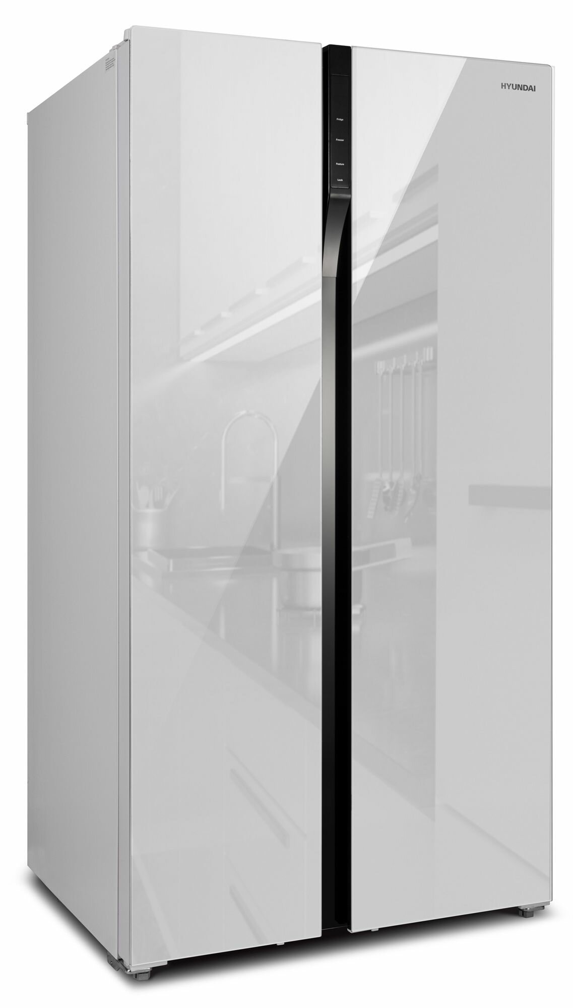 Холодильник HYUNDAI CS6503FV, двухкамерный, белое стекло - фото №7