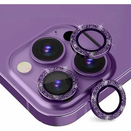 Линзы (стекла) для защиты камеры iPhone 15 Pro / 15 Pro Max Блестящие Фиолетовые
