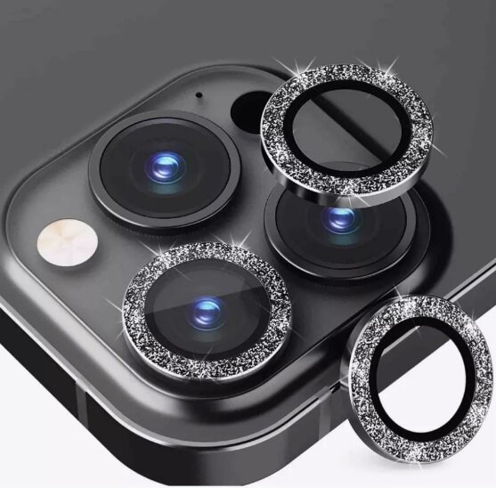 Линзы (стекла) для защиты камеры iPhone 16 Pro / 16 Pro Max Блестящие Чёрные
