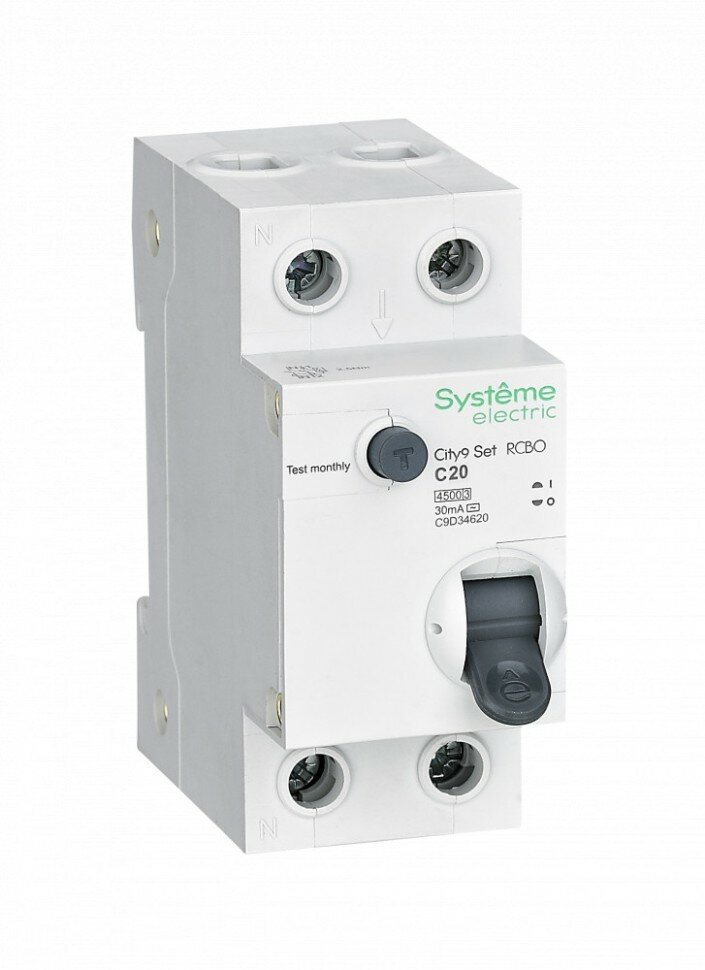 АВДТ 1P+N С 20А 4.5kA 30мА AС City 9 Systeme Electric C9D34620