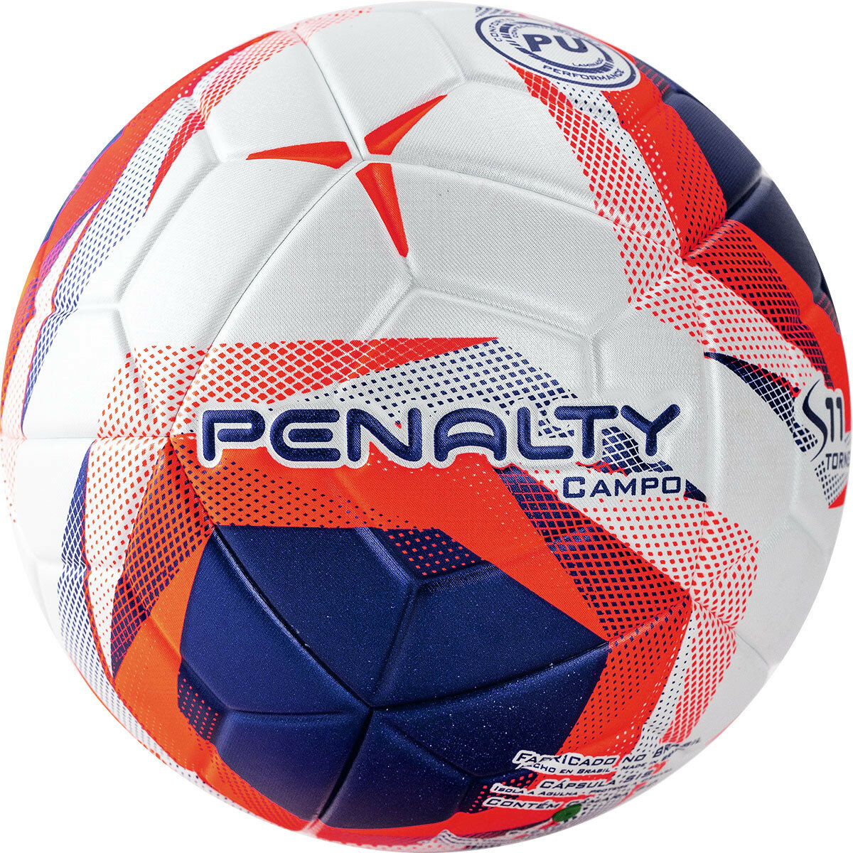 Мяч футбольный PENALTY BOLA CAMPO S11 TORNEIO 5212871712-U, бело-сине-красный