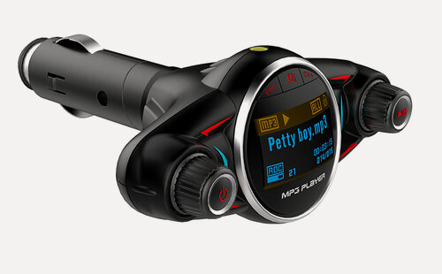 Изображение товара Автомобильный Bluetooth FM-трансмиттер MyPads TX-156942 от прикуривателя с разноцветной подсветкой с LED-дисплеем с качественным звуком и функцие.
