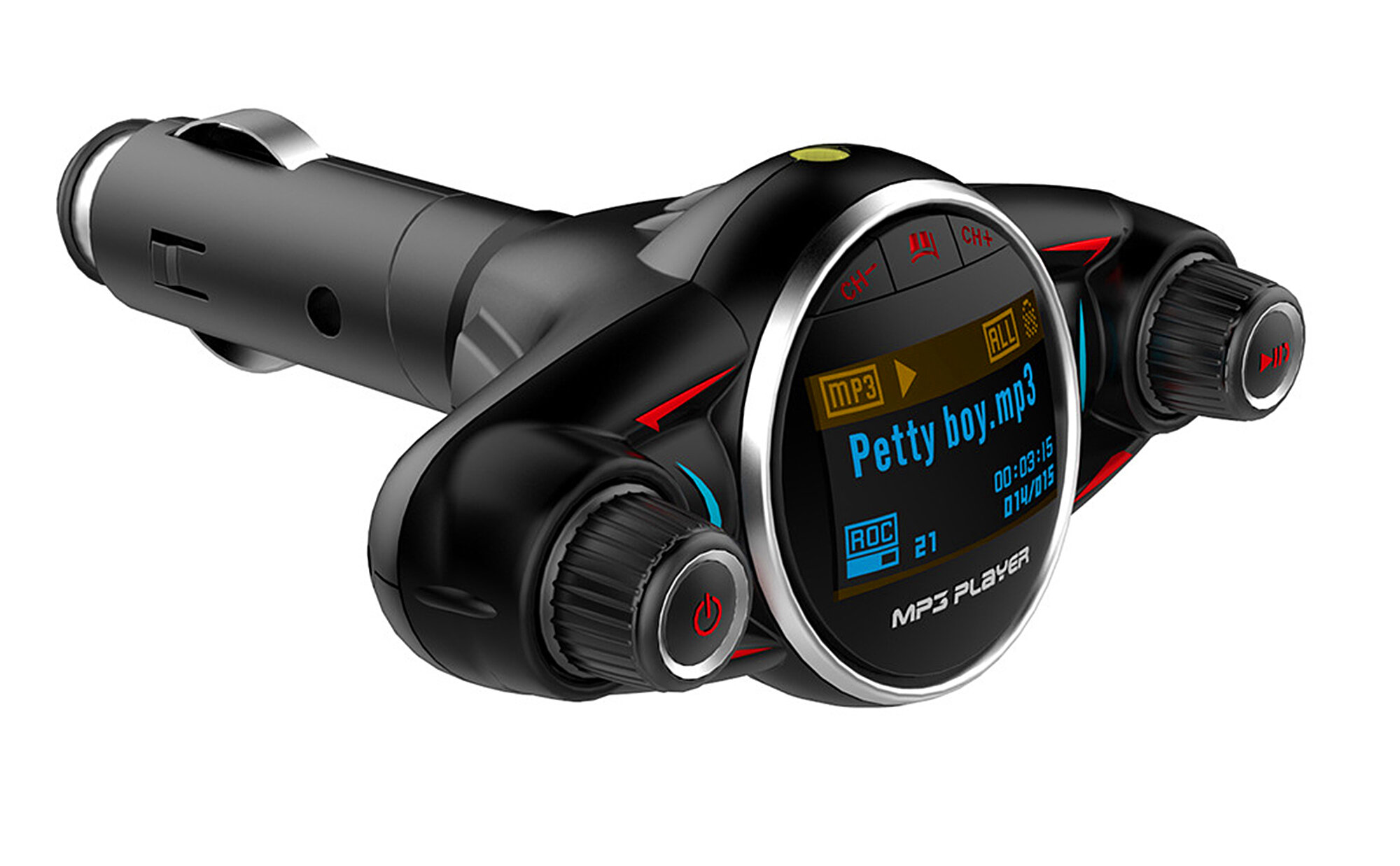 Автомобильный Bluetooth FM-трансмиттер MyPads TX-156942 от прикуривателя с разноцветной подсветкой с LED-дисплеем с качественным звуком и функцие...