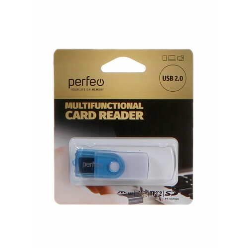 Карт-ридер Perfeo Card Reader SD/MMC+Micro SD+MS+M2 PF-VI-R020 Blue PF_С3786 кардридер perfeo sd mmc micro sd ms m2 pf vi r016 blue синий