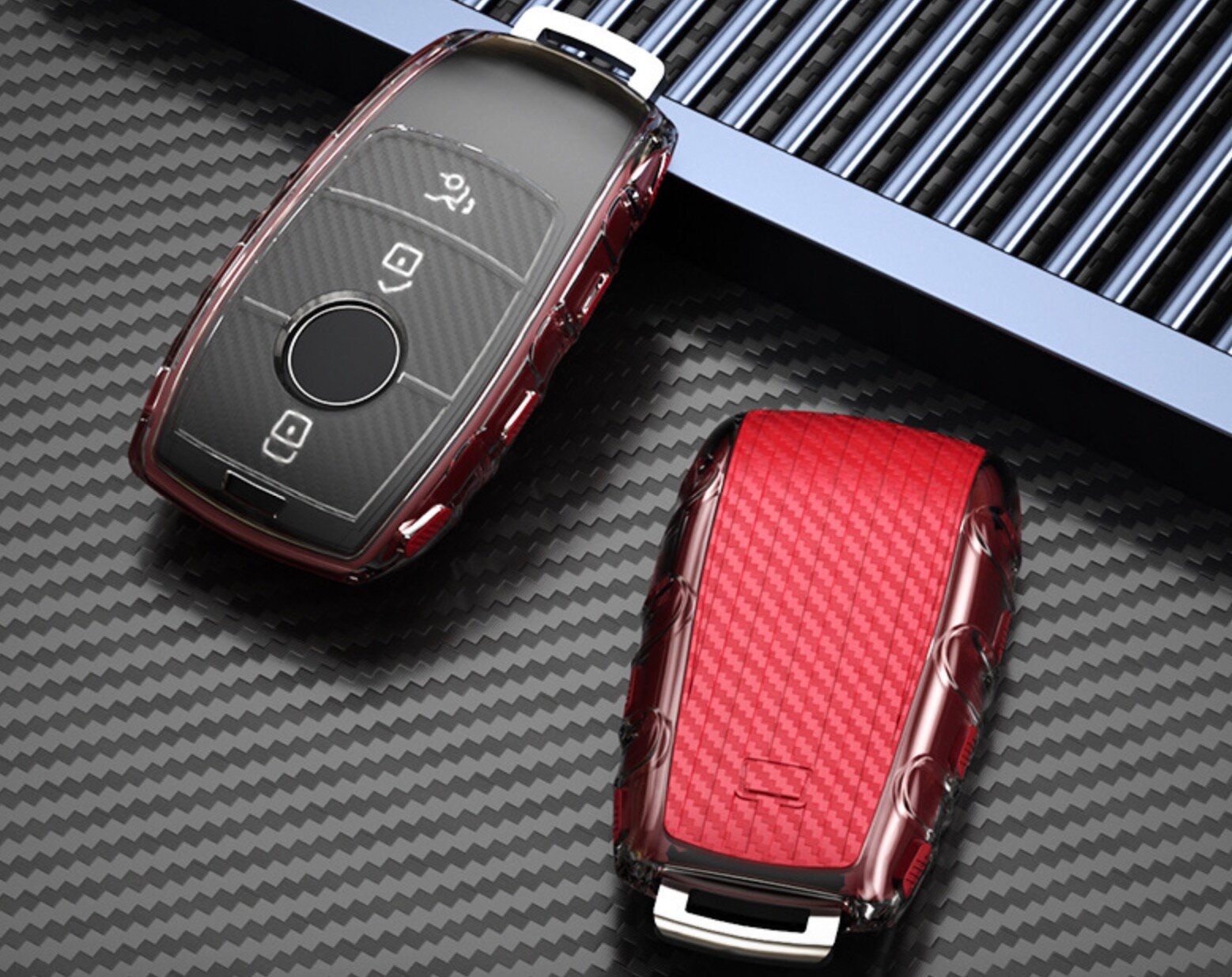 Чехол MyPads M-236736 красный для автомобильного ключа зажигания Mercedes-Benz E, С, S, CLA, GLA‎, GLB, GLS, GLC, GLE Мерседес 2018 2019 2020 2021.