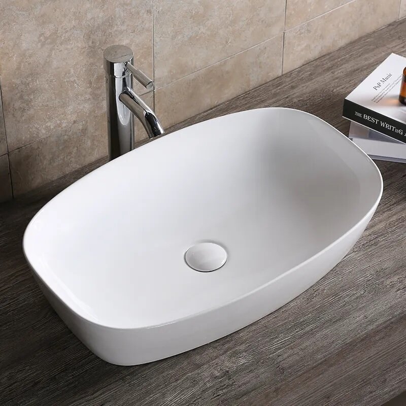 Раковина CerutiSPA Tecla 13,5x60x38,5, фарфор, прямоугольная, накладная, белый