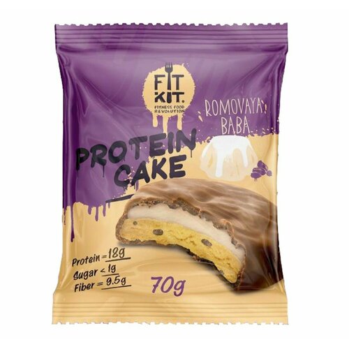Fit Kit, Protein Cake, 12шт x 70г (Ромовая баба) protein cake 70 грамм ромовая баба fitkit