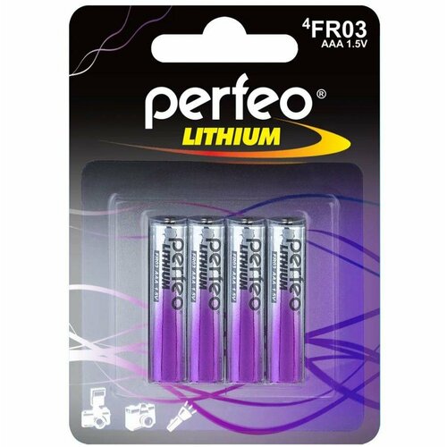 Батарейка FR03/AAA Perfeo Lithium BL4 PFFR03/4BL, 4шт.