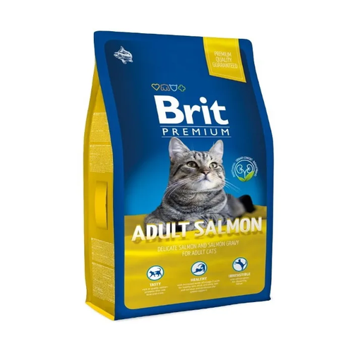 Сухой корм BRIT 2кг для кошек с лососем Premium Cat Adult корм для кошек lechat excellence adult лосось рис яйца яблоки 1 5 кг