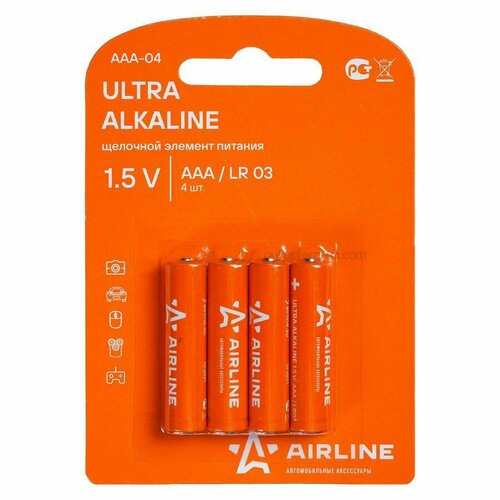 AIRLINE AAA04 Батарейка алкалиновая AIRLINE Ultra AAA 1,5V AAA-04 airline aaa 04 батарейка алкалиновая airline ultra aaa 1 5v aaa 04