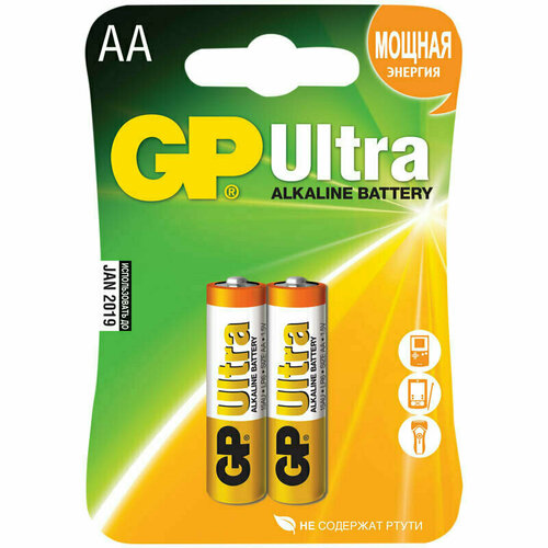 Батарейка GP Ultra AA (LR6) 15AU алкалиновая, BC2, 10 штук, 164442 батарейка gp ultra aa lr06 15au алкалиновая bc2