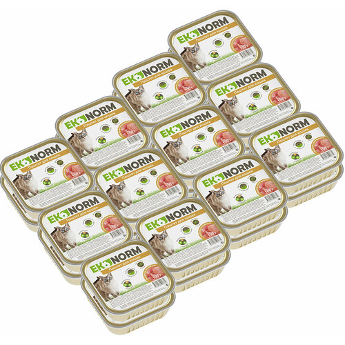 EKONORM для кошек паштет с индейкой и потрошками (100 гр х 24 шт)