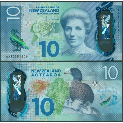банкнота номиналом 5 долларов 2009 года новая зеландия Новая Зеландия 10 долларов 2015 полимер