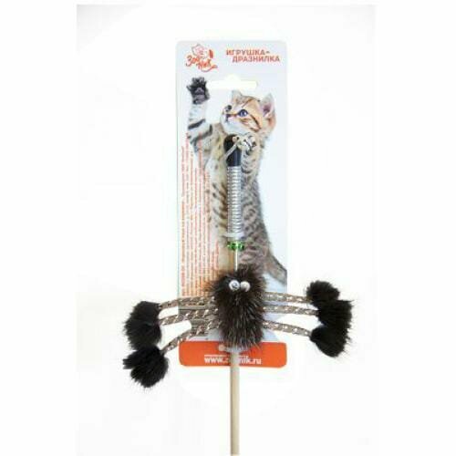 Дразнилка для кошек Норковый Паук на веревке, 50см