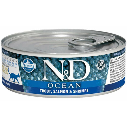 FARMINA CAT N&D OCEAN TUNA & SALMON для взрослых кошек с тунцом и лососем (70 гр х 12 шт)