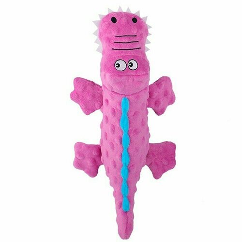 Игрушка для собак, Крокодил розовый, с пищалкой, текстиль, 37х19х8см, 1 шт.