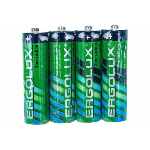 Батарейки солевые Ergolux - тип AA, 1.5В, 15 упаковок по 4 шт. батарейки солевые космос тип aa пальчиковые 1 5v 64 шт в 1 наборе
