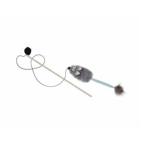 GoSi sh-07368 Игрушка для кошек Махалка Лиса L серая с хвостом трубочка с кисточкой из меха этикетка еврослот