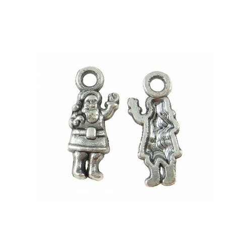 Ars Hobby Подвеска металлическая Санта Клаус с колечком, размер 6x11 мм, упаковка 30 шт, цвет античное серебро CN-2100426