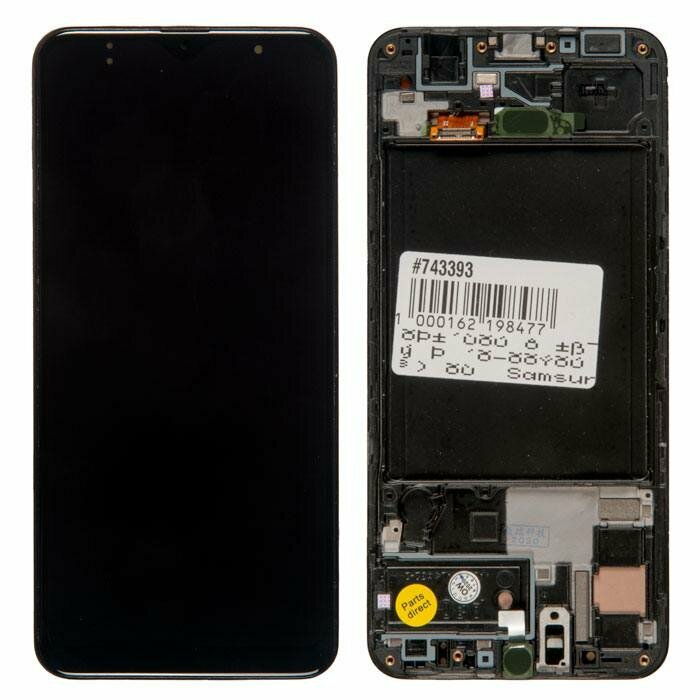 Дисплей в сборе с тачскрином и передней панелью (модуль) для Samsung Galaxy A30s (SM-A307F) черный OLED