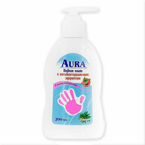 Мыло жидкое AURA Antibacterial 300мл Алоэ Вера ультразащита с антибактериальным эффектом/дозатор aura жидкое мыло для всей семьи с антибактериальным эффектом подорожник 300мл