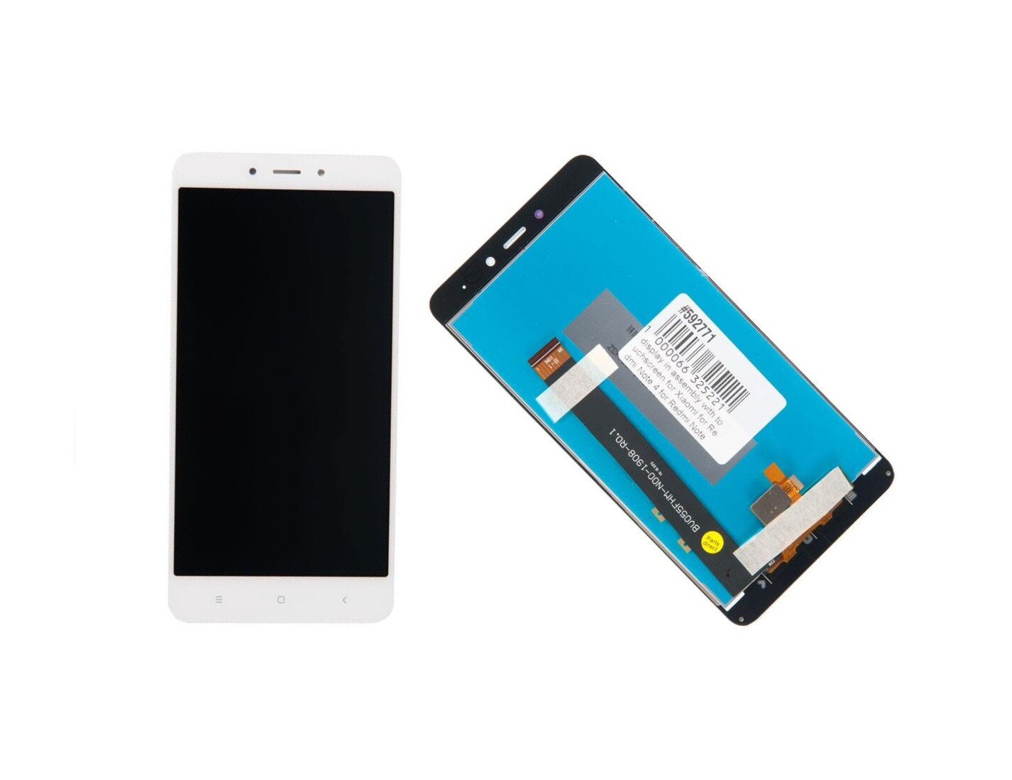 Display / Дисплей в сборе с тачскрином и передней панелью (средняя часть) для Xiaomi Redmi Note 4, Redmi Note 4 Pro, белый