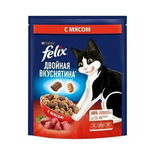 Felix Сухой корм для кошек Двойная вкуснятина с мясом 12498544 0,2 кг 59841 (2 шт) сухой корм felix двойная вкуснятина для кошек мясо 600 г