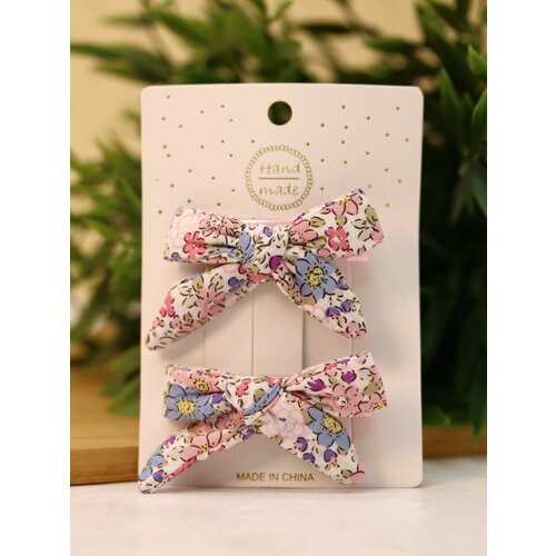 Набор заколок для волос Flower bows, pink, 2 шт. в наборе