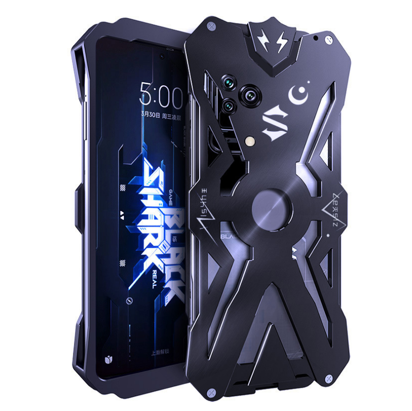 фото Чехол-бампер MyPads Xiaomi Black Shark 5 противоударный металлический из цельного куска металла с усиленной защитой углов и дизайном, черного цвета