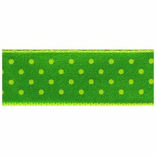 Декоративная лента, с рисунком - горошек, 25 мм, 15 м, майская зелень, 1 упаковка