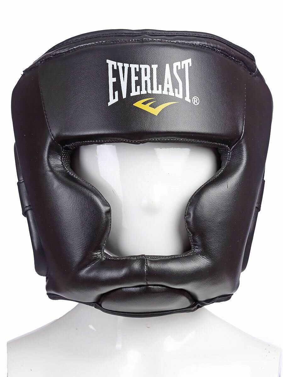 Боксерский шлем "Тренировочный" из натуральной кожи, Everlast, черный-L