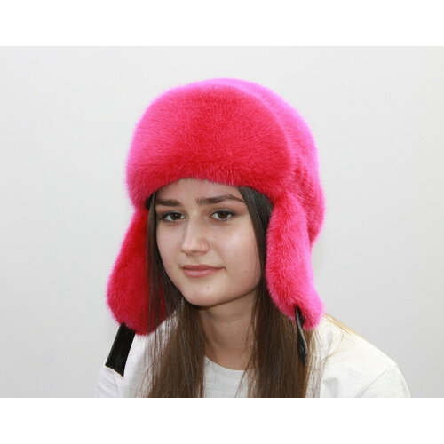 фото Шапка ушанка ушанка норковая, размер 56-57, фуксия мария