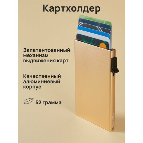 фото Картхолдер cardgo, фактура матовая, гладкая, золотистый