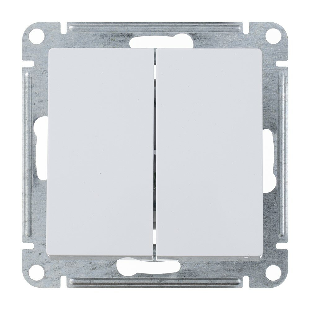 фото Проходной выключатель двухклавишный Schneider Electric Атлас Дизайн без рамки белый