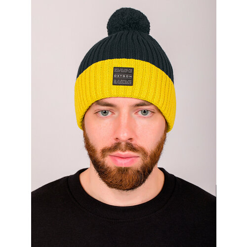 фото Шапка бини oxygon, размер 54/60, черный, желтый