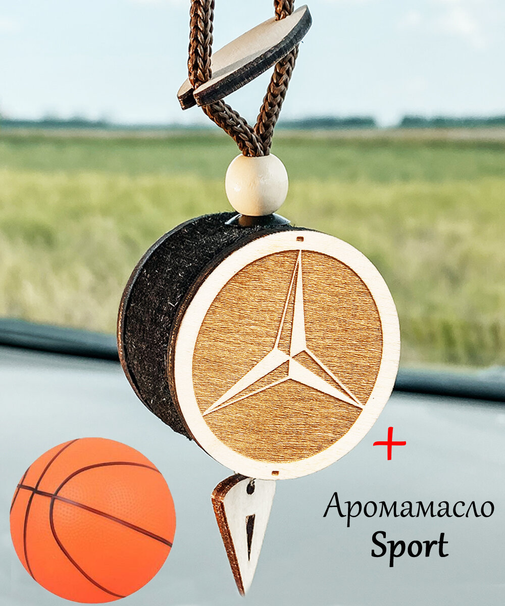 Ароматизатор (автопарфюм) в автомобиль / освежитель воздуха в машину диск 3D белое дерево Mercedes, аромат №4 Sport (Homme)