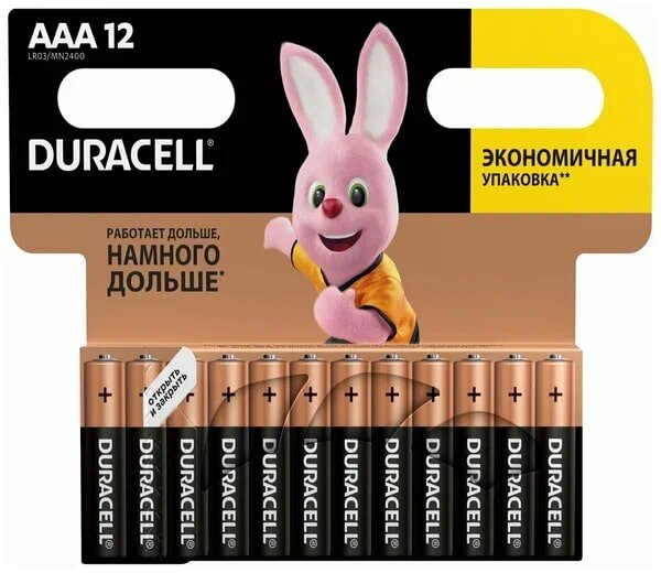 Батарейка Duracell Basic AAA, в упаковке: 12 шт.