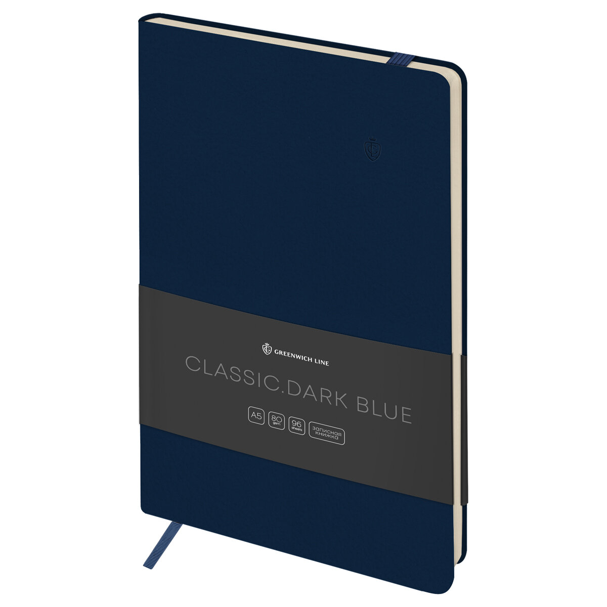 Записная книжка А5 96л. Лайт, кожзам, Greenwich Line "Classic. Dark blue", с резинкой, блок без линовки