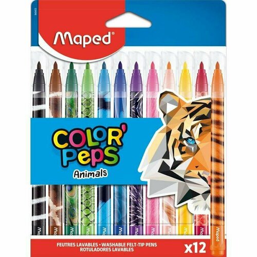 Набор фломастеров 12 цветов Maped Color'Peps Animals (линия 2мм) (845403) угадай животное