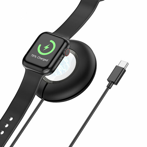 Беспроводное зарядное устройство, CW51 для iWatch, кабель Type-C, HOCO, черный сетевое зарядное устройство mrm mr79t 5v 2 1a 1usb кабель type c 1м черный