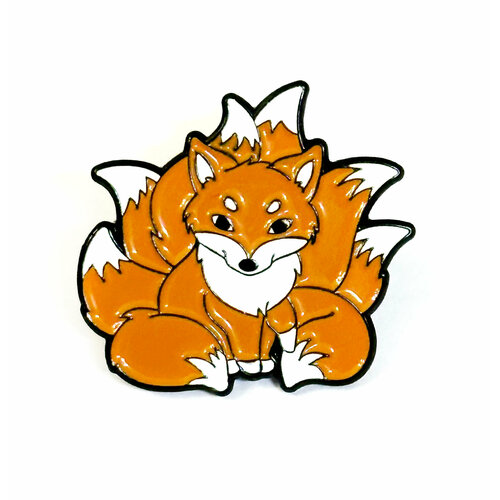 Значок TRENDY BAGS Значок Девятихвостый Лис оранжевый / Брошь Лиса / Значок Кумихо, эмаль, оранжевый