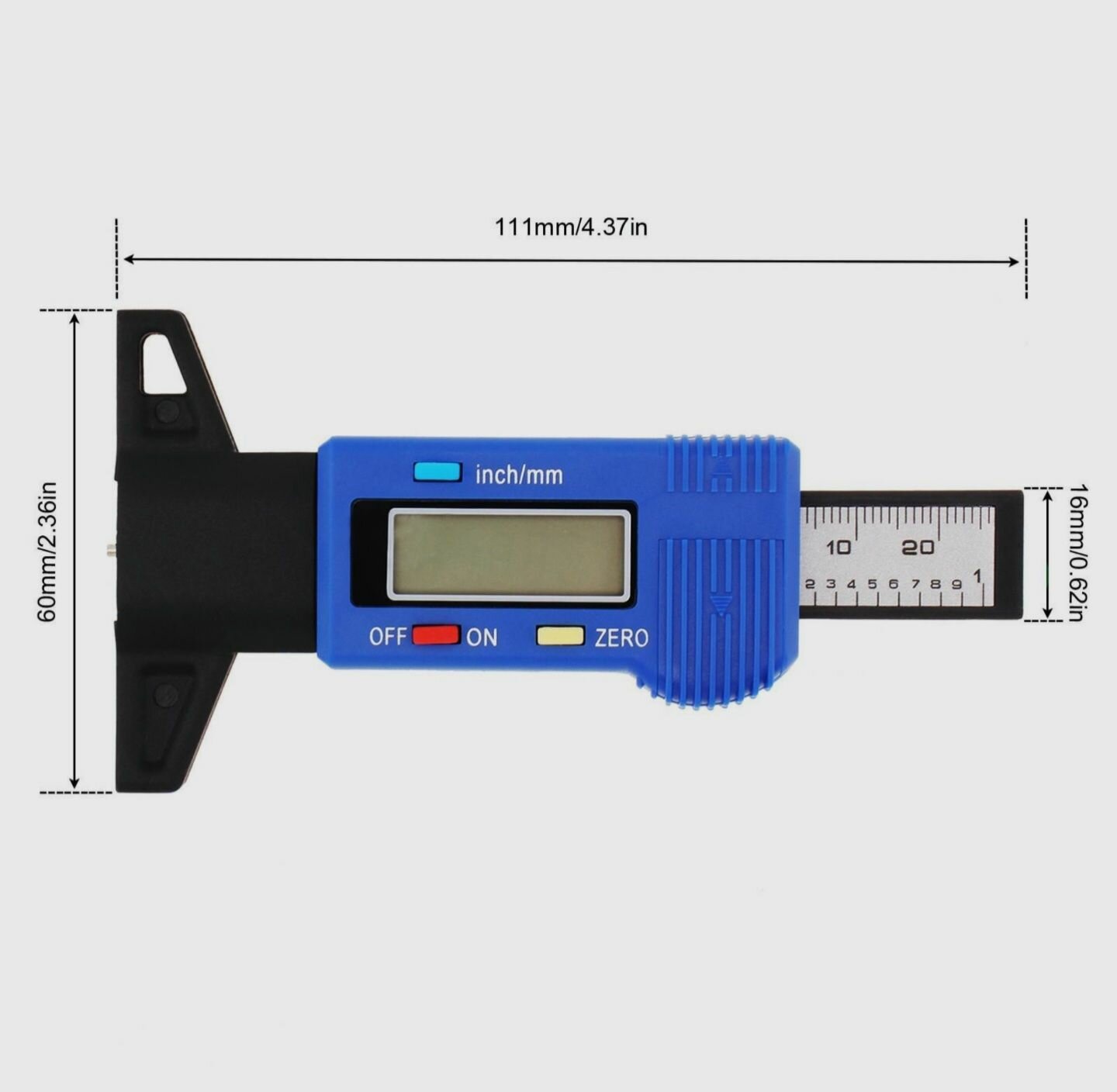 Цифровой измеритель глубины протектора шин автомобиля 0-25.4mm/0.01 мм (Глубиномер)