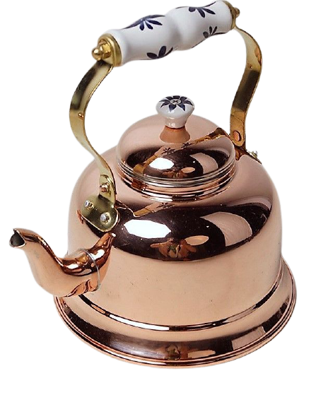 фото Медный чайник 1,5 л, фарфоровая ручка, 1258