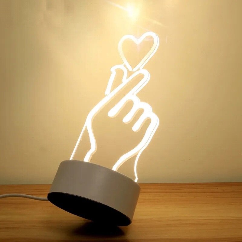Ночник 3D светодиодный на подставке USB рука с сердцем - фотография № 15