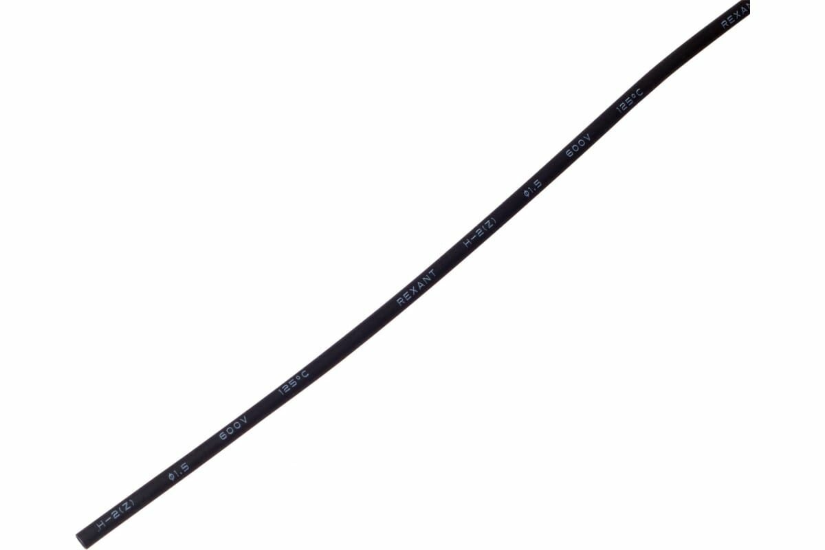 Термоусадка REXANT 1.0/0.5 мм, 1 м, черная ,50штук — фото 1