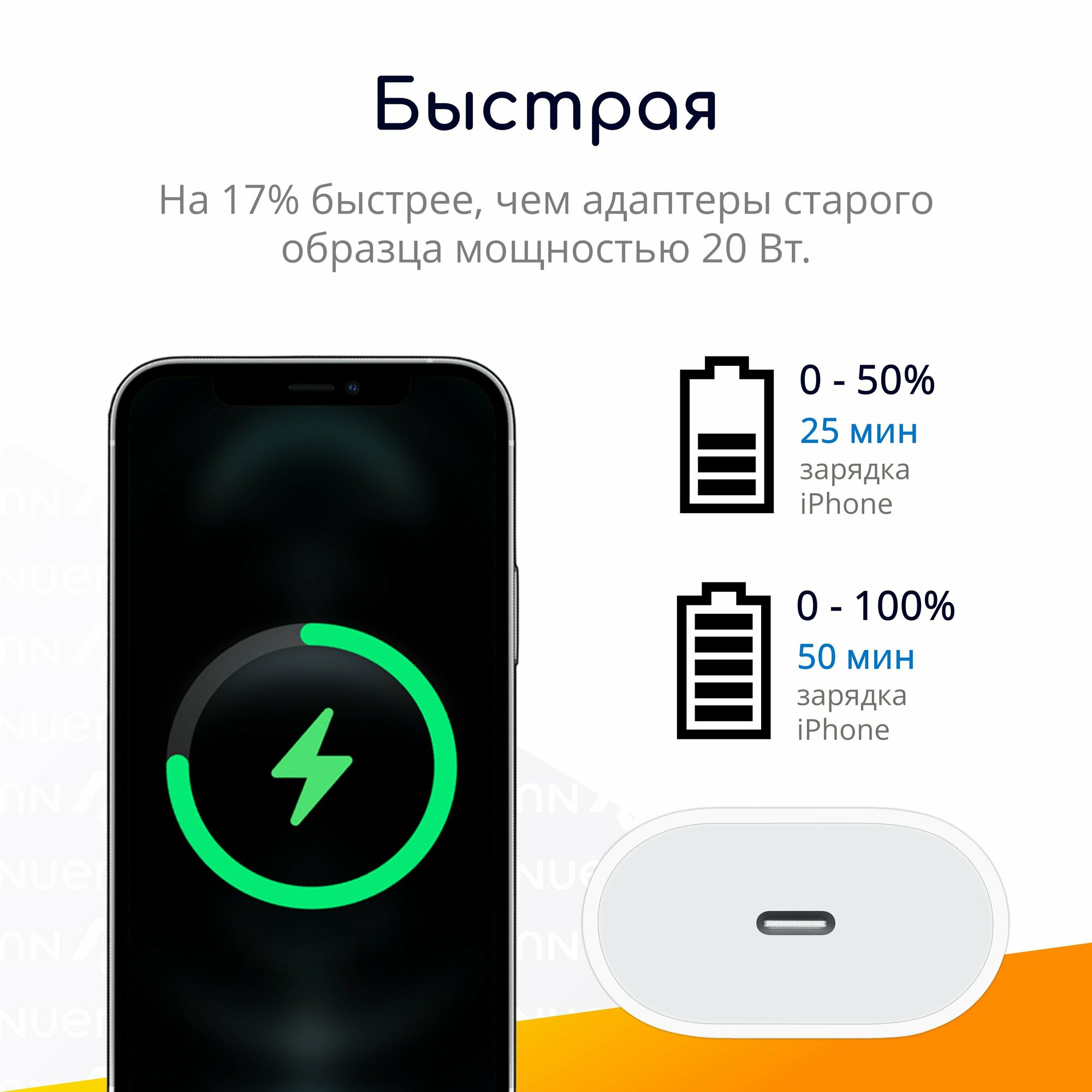 Быстрая зарядка Type-C 35W для iPhone 15 / Original drop